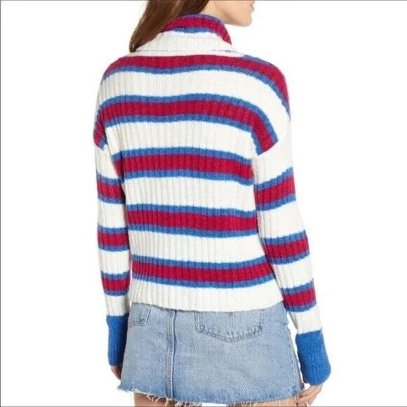 Ten Sixty Sherman Cozy Knit Sweater Red White Blue Stripe Long Sleeve Sz S New - Picture 4 of 4